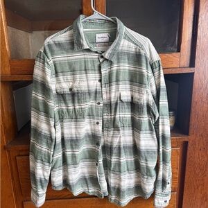 Goodfellow & Co Green and White Striped Shirt